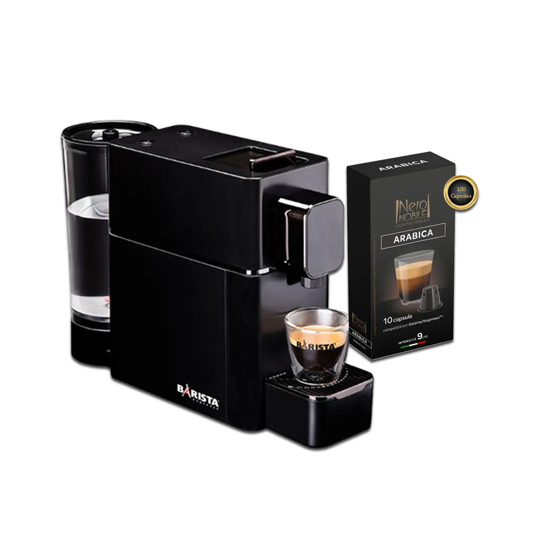 Barista Astra Espresso Coffee Maker With 100 Nero Nobile Arabica Capsules